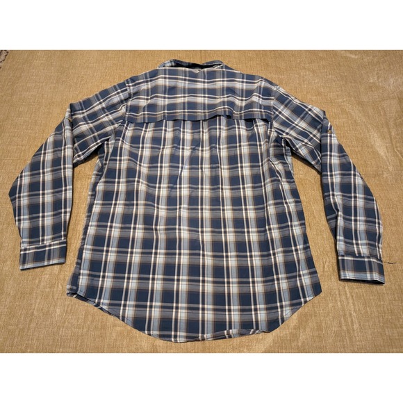 Timberland Men's Size Med Blue Plaid Long Sleeve Button Up Turbo Dry - Picture 4 of 6